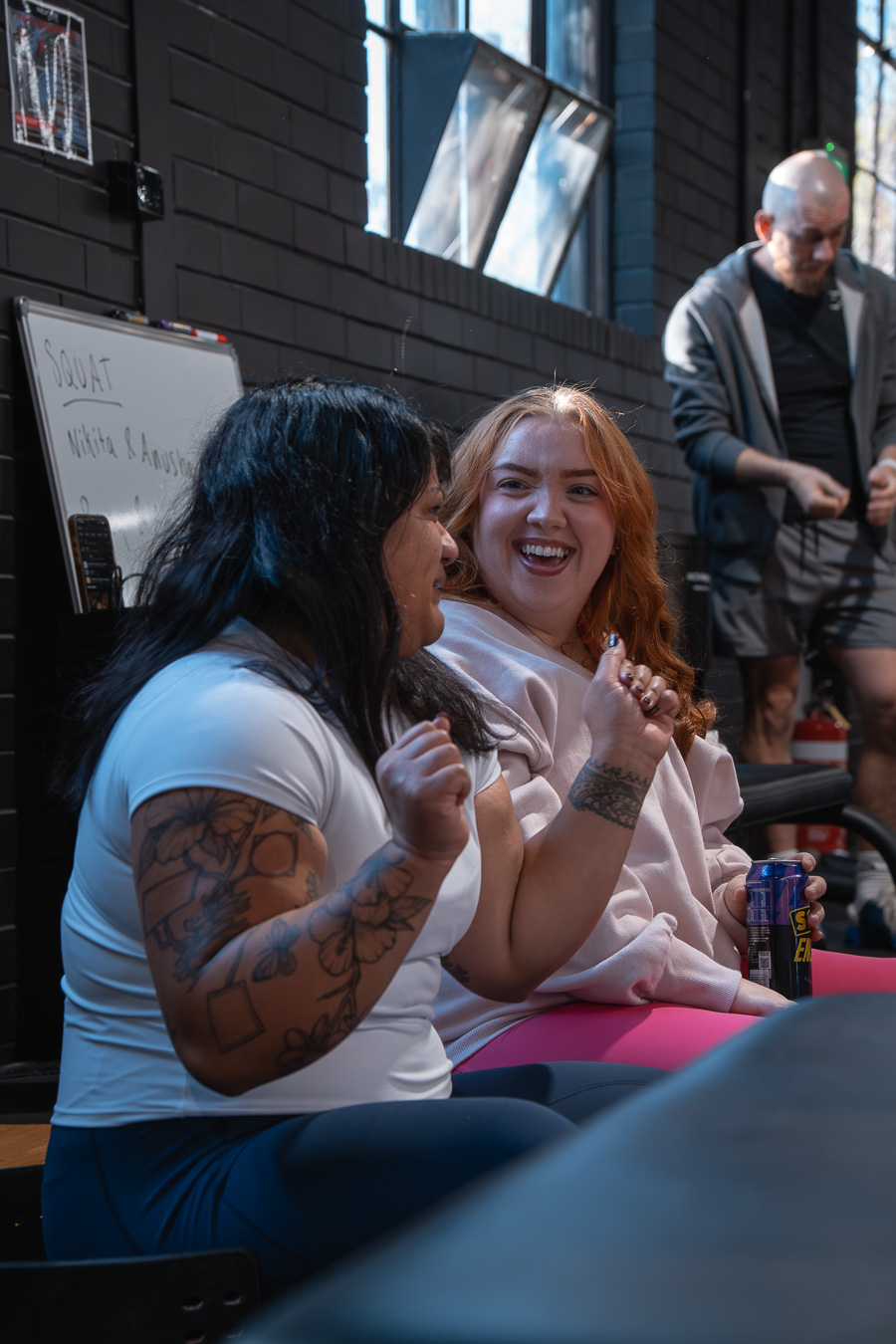 Laughing between attempts on squat day